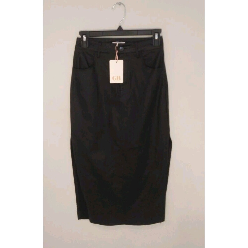 GB Side Slit Black Nwt Midi Size 1 Skirt Edgy Classy Y2k Grunge